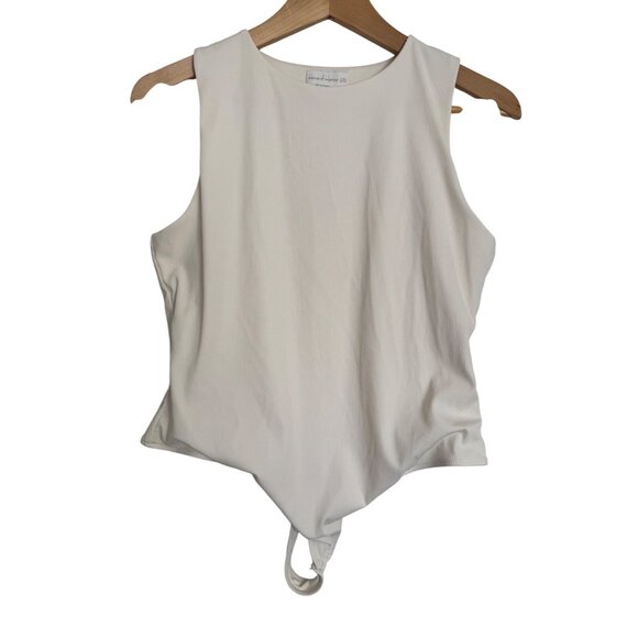 House Of Harlow Stretch 90's Bodysuit Size Large Ivory Ribbed - Picture 7 of 8